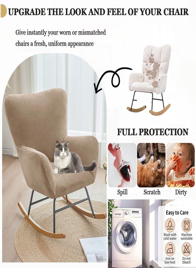 Levoberg Nursery Rocking Chair Cover Velvet Rocker Glider Chairs Cover Slipcovers Stretch Rocking Accent Chair Cover Recliner Armchair Slipcover for Nursery Living Room Bedroom Office Camel - Image 4